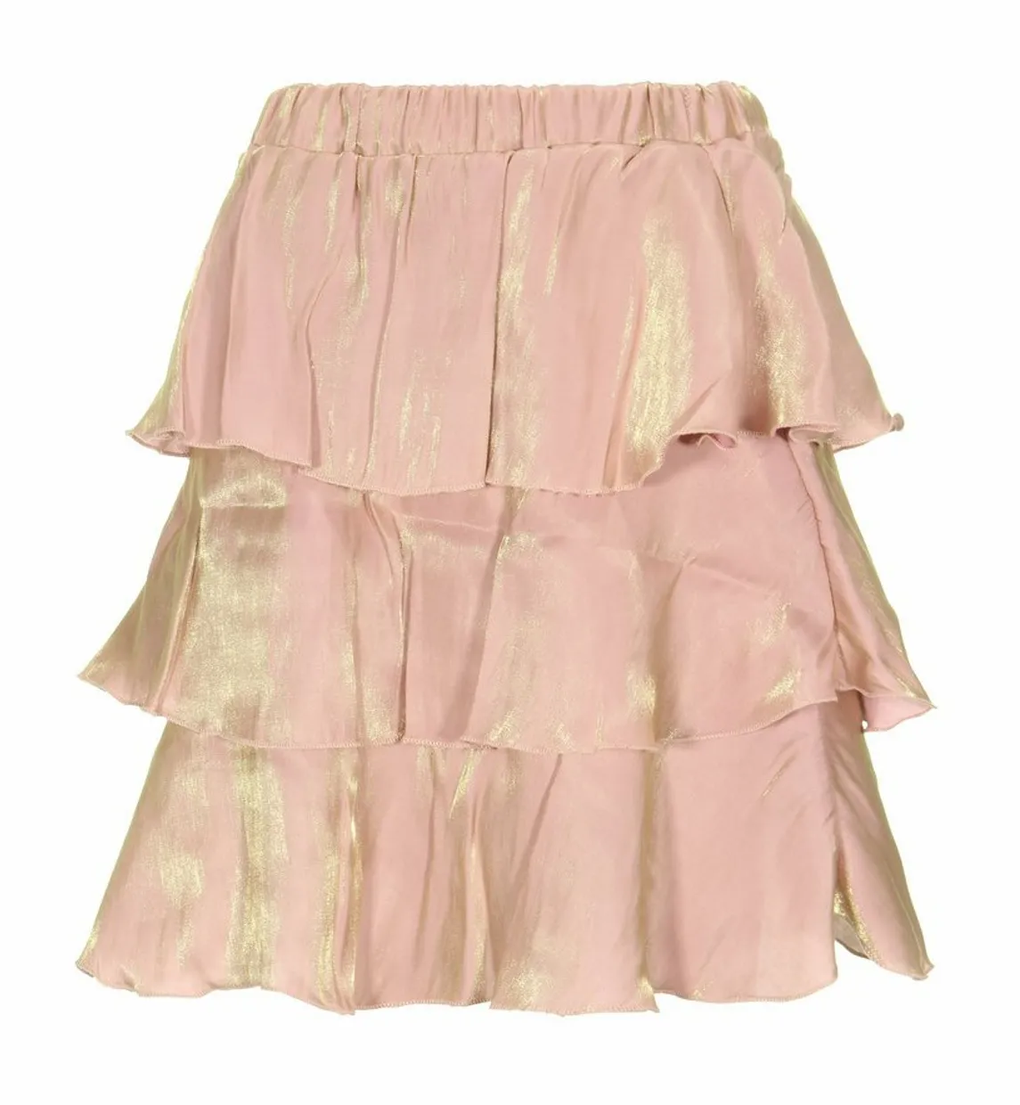 Shiny satin ruffle skirt pink