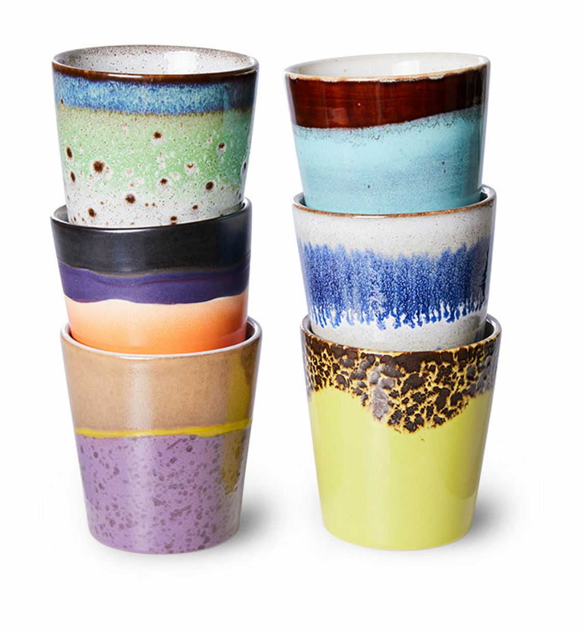 70s ceramics: coffee mugs, pluto (set of 6)