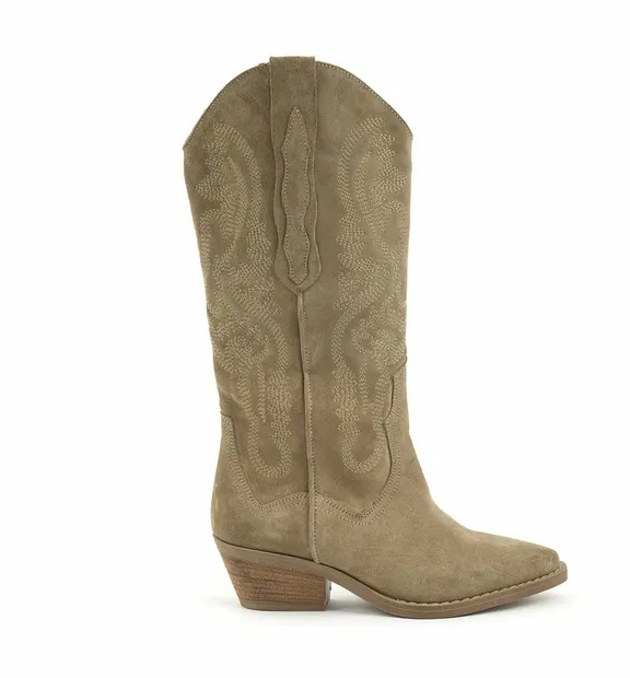 Babouche western laars taupe