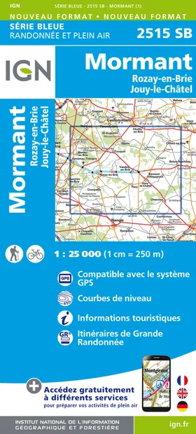 Wandelkaart - Topografische kaart 2515SB Mormant, Rozay-en-Brie, Jouy-