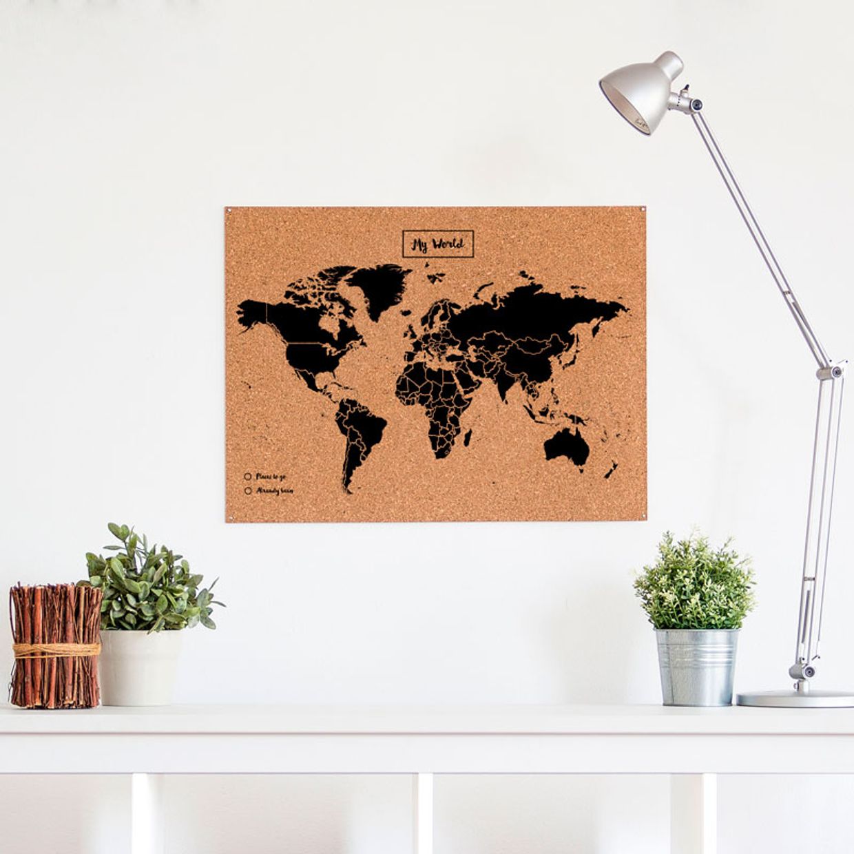 Absoluut Zorgvuldig lezen De andere dag Wereldkaart van kurk Woody Map L Zwart | Miss Wood - - | Warenhuis Groningen