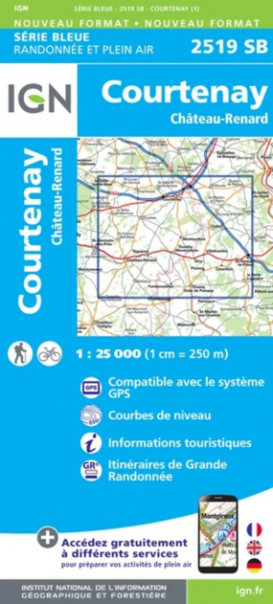 Wandelkaart - Topografische kaart 2519SB Courtenay, Château-Renard | I