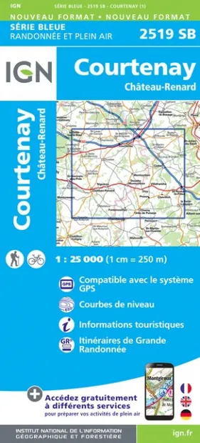 Wandelkaart - Topografische kaart 2519SB Courtenay, Château-Renard | I