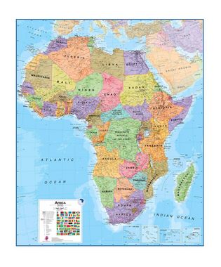 Wandkaart - Prikbord Afrika Politiek - Africa Political, 120 x 100 cm