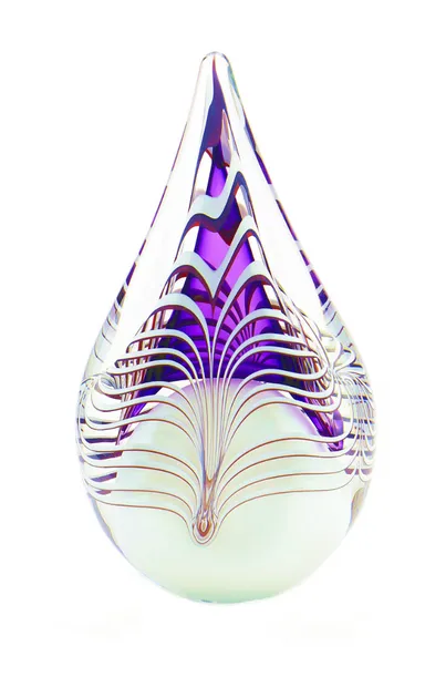 Druppel urn van kristalglas Big Purple (200ml)