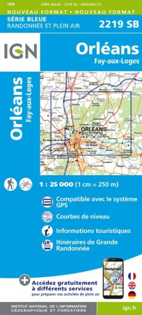 Wandelkaart - Topografische kaart 2219SB Orléans - Fay aux Loges | IGN