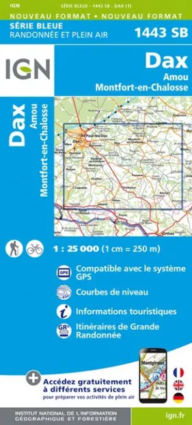 Wandelkaart - Topografische kaart 1443SB Dax | IGN - Institut Géograph