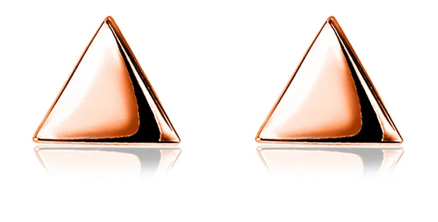 Zilveren oorknoppen rosé verguld glad driehoek 6mm ZIO1375R