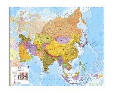 Wandkaart - Magneetbord Azië Politiek - Asia Political, 120 x 100 cm |