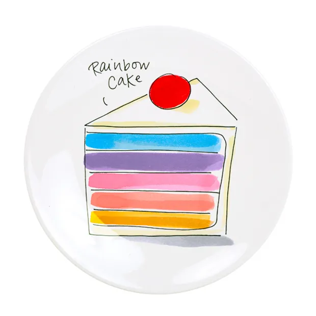 Cake: Gebaksbord 18 cm Rainbow cake