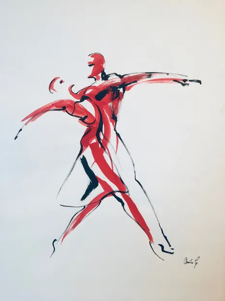 Tango, aquarel/inkt - Anita Gaasbeek