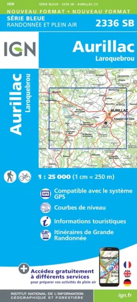 Wandelkaart - Topografische kaart 2336SB Aurillac, Barrage de St-Etien