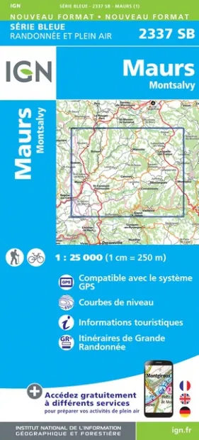 Wandelkaart - Topografische kaart 2337SB Maurs | IGN - Institut Géogra