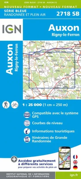 Wandelkaart - Topografische kaart 2718SB Auxon | IGN - Institut Géogra