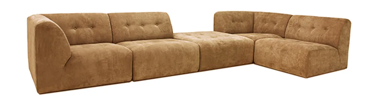 Vint couch: element left, corduroy rib, brown
