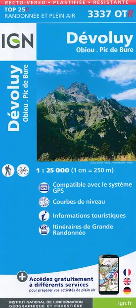 Wandelkaart - Topografische kaart 3337OTR Dévoluy | IGN - Institut Géo