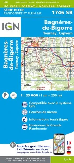 Wandelkaart - Topografische kaart 1746SB Bagnères-de-Bigorre | IGN - I