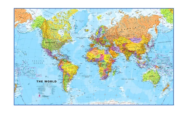 Prikbord Wereldkaart politiek 196 x 120 cm | Maps International