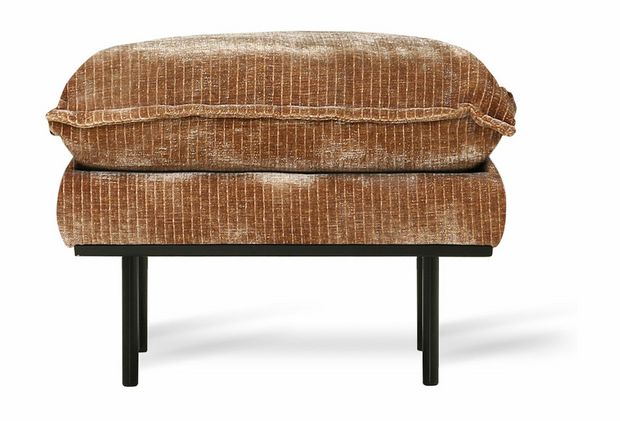 Retro sofa: hocker, velvet corduroy aged gold