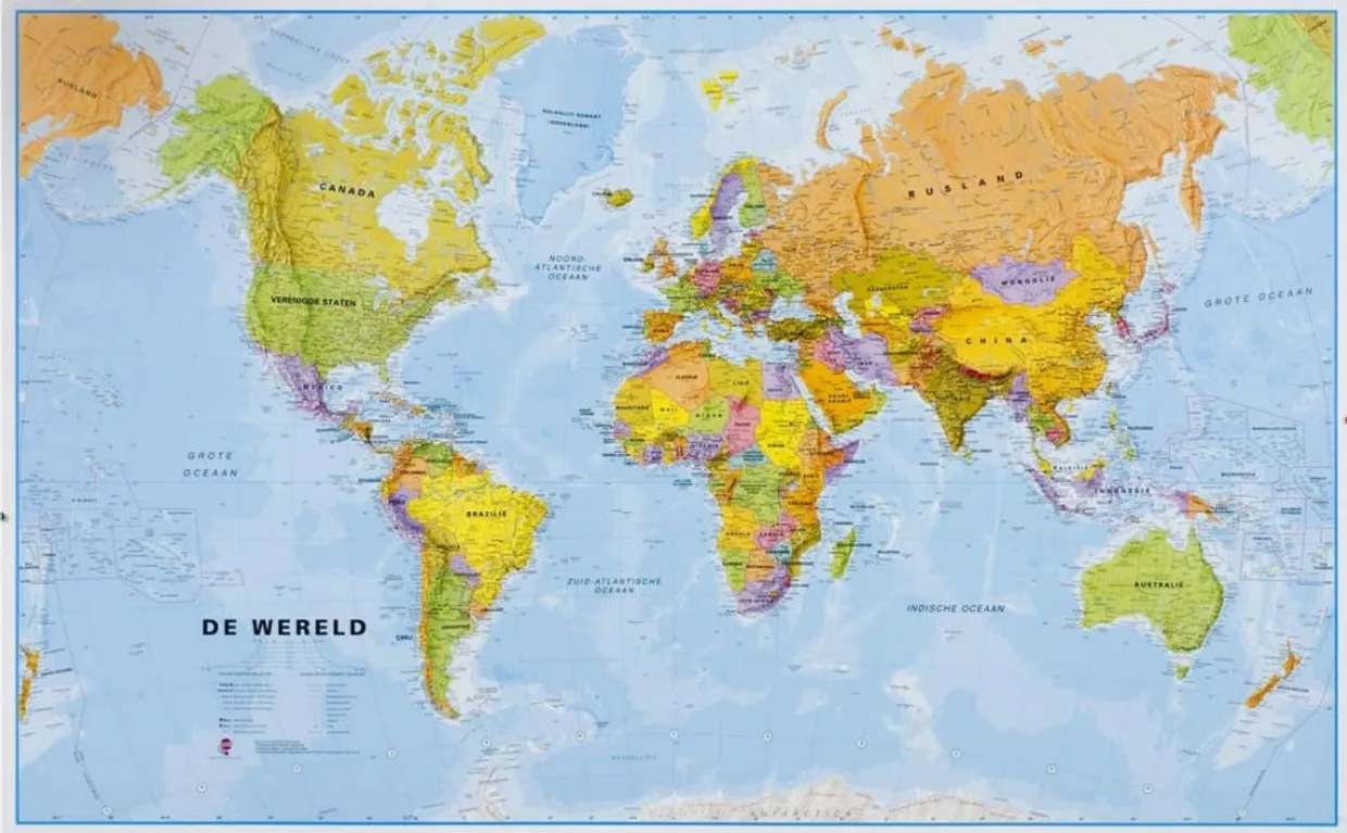 Magneetbord - Wereldkaart 66M politiek, 136 x 86 cm | Maps Internation