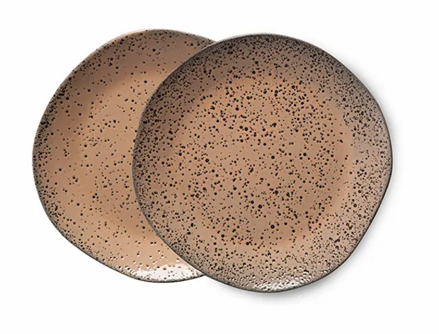 Gradient ceramics: dessert plate taupe (set of 2)