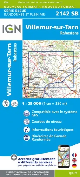 Wandelkaart - Topografische kaart 2142SB Villemur-sur-Tarn | IGN - Ins