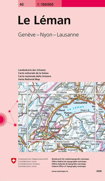 Fietskaart - Topografische kaart - Wegenkaart - landkaart 40 Le Léman