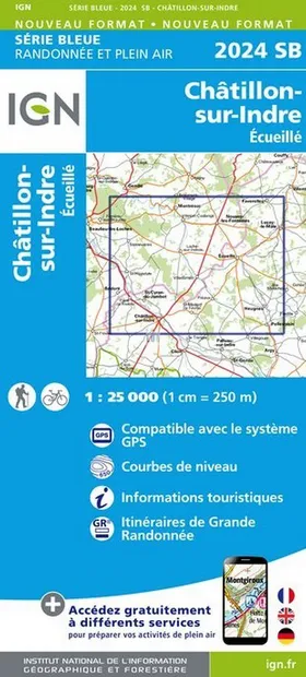 Wandelkaart - Topografische kaart 2024SB Chatillon-sur-Indre, Ecueille