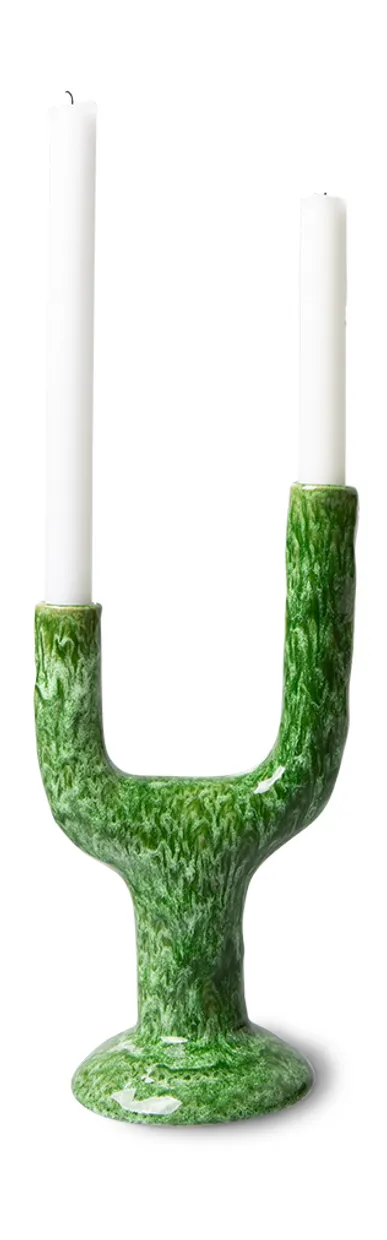 The emeralds: ceramic candle holder L, reactive green