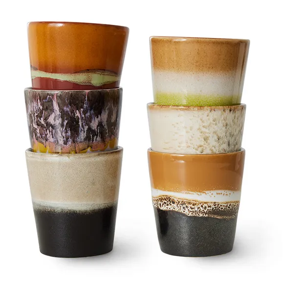 70s ceramics: coffee mugs, soil (set of 6)