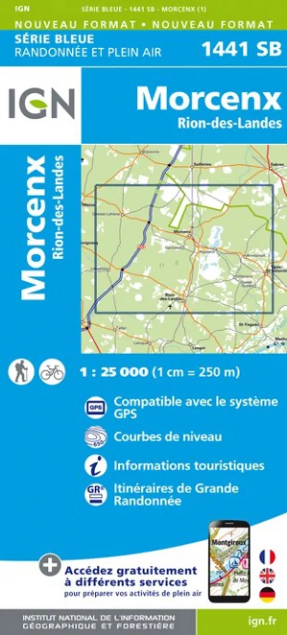 Wandelkaart - Topografische kaart 1441SB Morcenx | IGN - Institut Géog