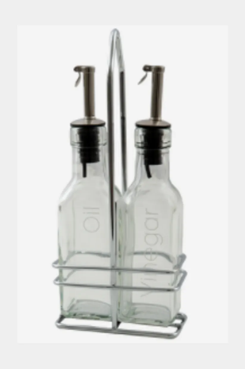 Olie en Azijnset glas in rek 2 x 150 ml