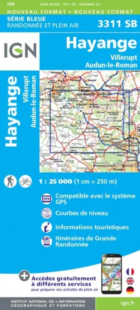 Wandelkaart - Topografische kaart 3311SB Hayange, Villerupt, Audun-le-