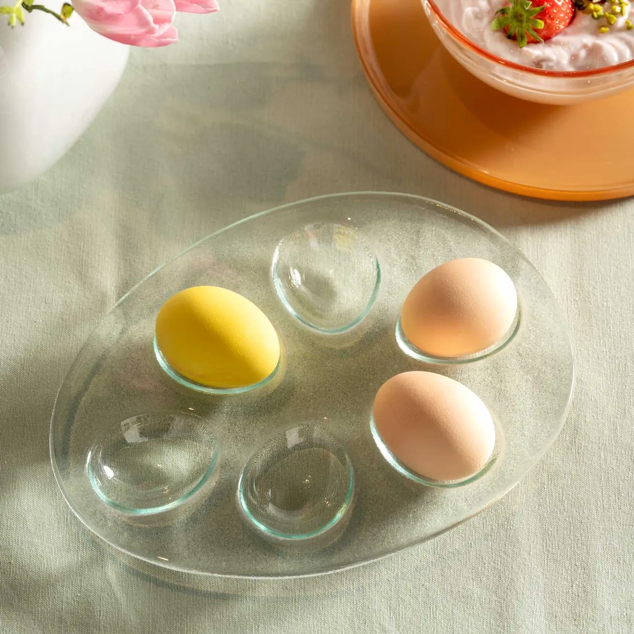 Glazen schaal voor gevulde eieren - 24 cm