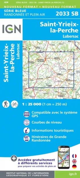 Wandelkaart - Topografische kaart 2033SB Lubersac | IGN - Institut Géo