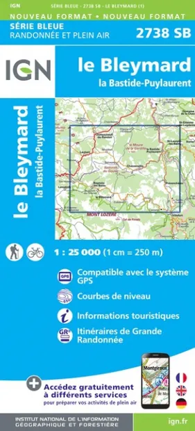 Wandelkaart - Topografische kaart 2738SB Le Bleymard | IGN - Institut