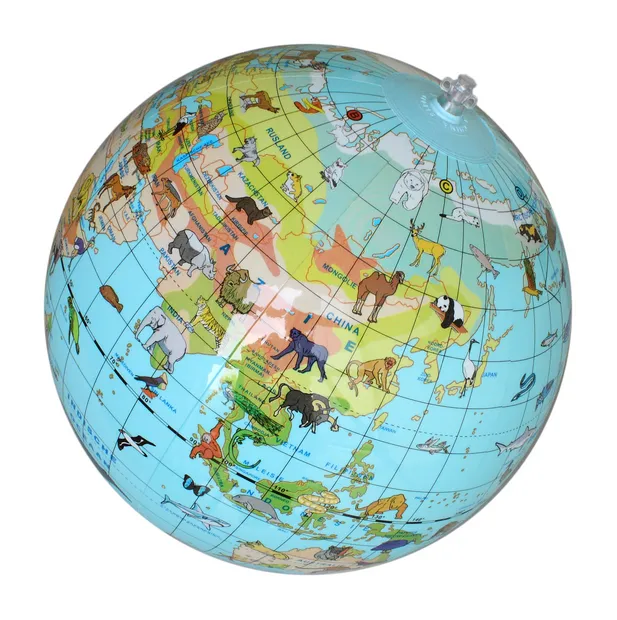 Opblaasbare wereldbol - globe met Dieren | Caly Toys