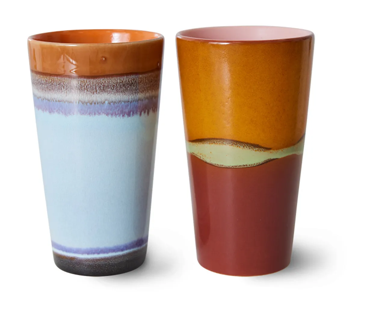 70s ceramics: latte mugs, clash (set of 2)