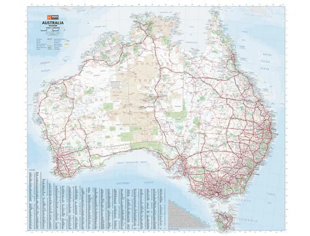 Wandkaart Australië - Australia super wall map, 137 x 120 cm | Hema Ma