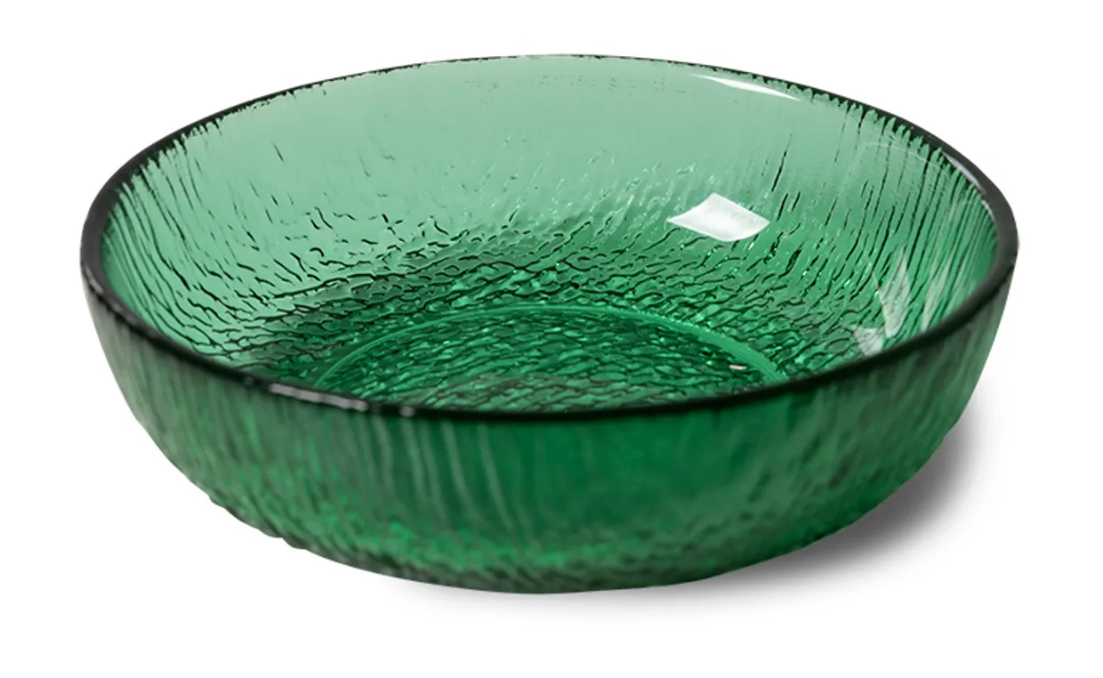 The emeralds: glass dessert bowl, green