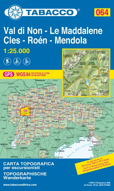Wandelkaart 064 Val di Non - Le Maddalene - Cles - Roén - Mendola | Ta