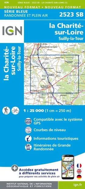 Topografische kaart - Wandelkaart 2523SB La Charité-sur-Loire | IGN -