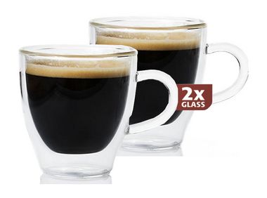 Dubbelwandige espresso glazen met oor 2 stuks