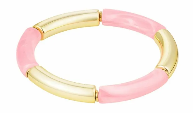 Tube armband goud roze