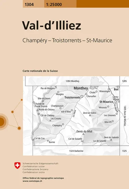 Wandelkaart - Topografische kaart 1304 Val-d'Illiez, Morgins | Swissto