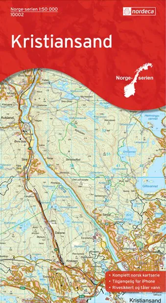 Wandelkaart - Topografische kaart 10002 Norge Serien Kristiansand | No