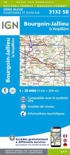 Wandelkaart - Topografische kaart 3132SB Bourgoin-Jallieu - La Velpill