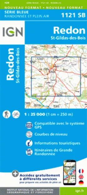 Wandelkaart - Topografische kaart 1121SB Redon – St-Gildas-des-Bois |