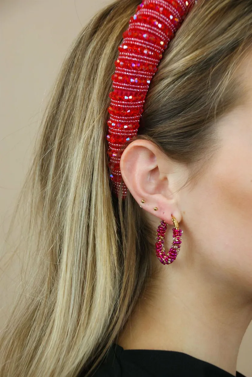 Haarband strass rood Rood