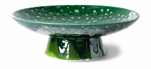 The emeralds: ceramic bowl on base L dripping green